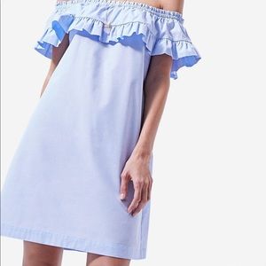 Stradivarius Off-the-shoulder poplin blue dress